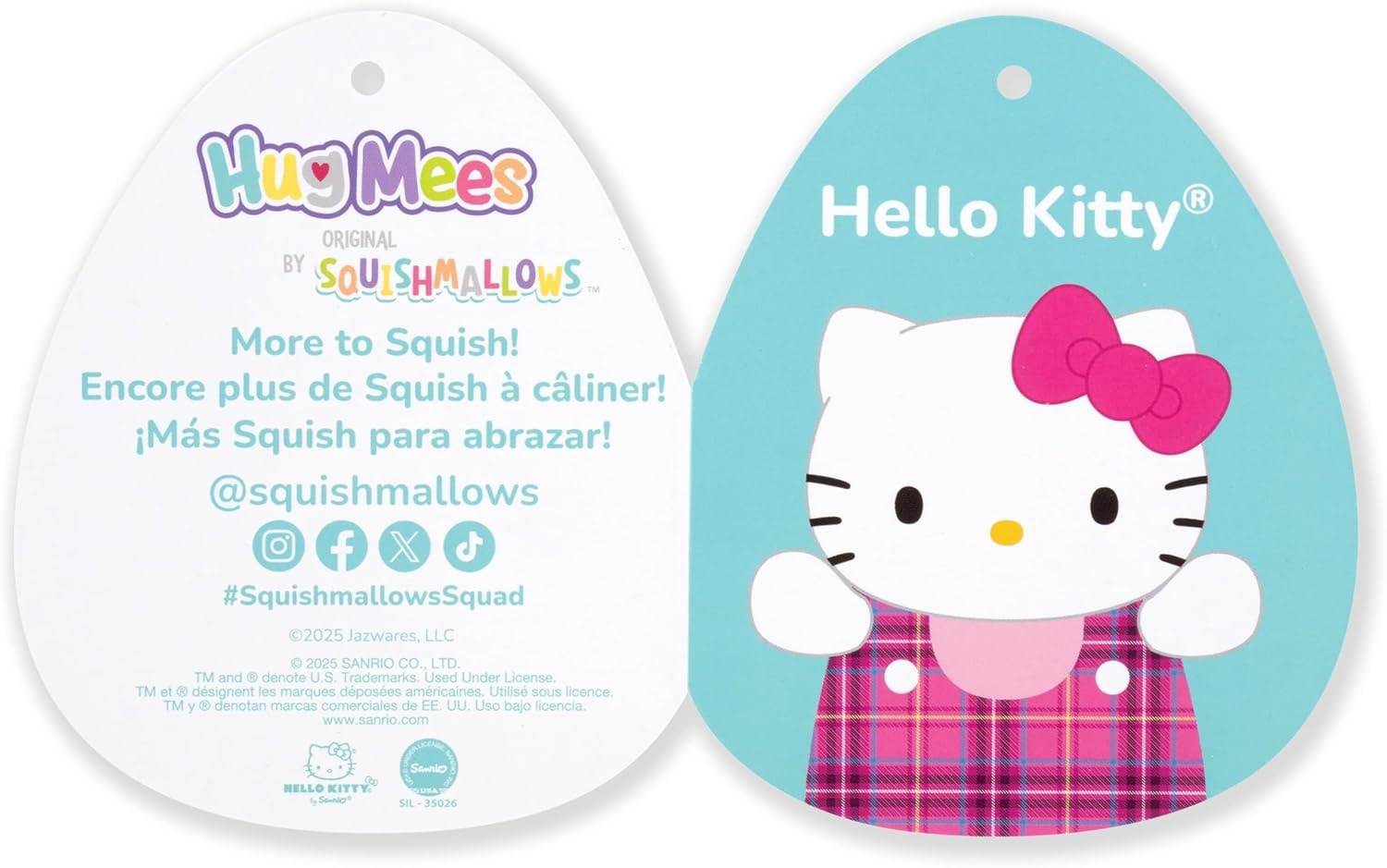image:imageSquishmallows Original Sanrio 10in Plaid Pompompurin HugMees Ultrasoft Official Jazwares Plush MediumSizedPlaid Hello Kitty