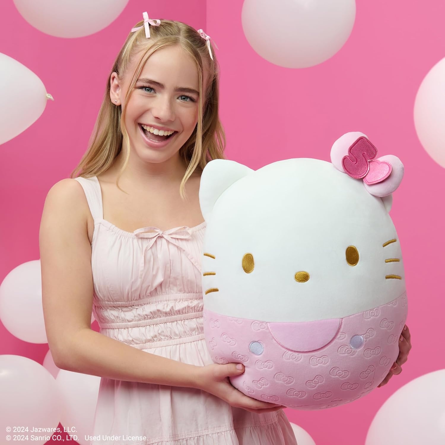 image:imageSquishmallows Original Sanrio 14Inch 50th Anniversary Pink Embossed Hello Kitty Official Jazwares Plush Large50th Anniversary Hello Kitty