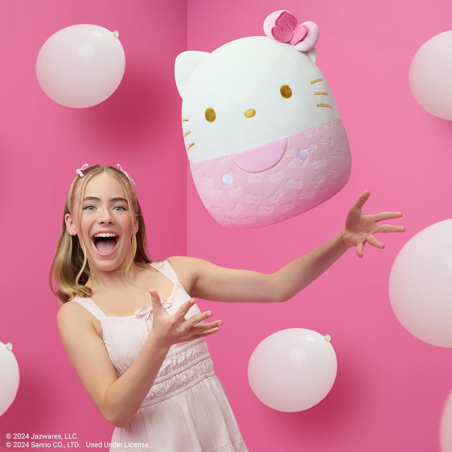 image:imageSquishmallows Original Sanrio 14Inch 50th Anniversary Pink Embossed Hello Kitty Official Jazwares Plush Large50th Anniversary Hello Kitty