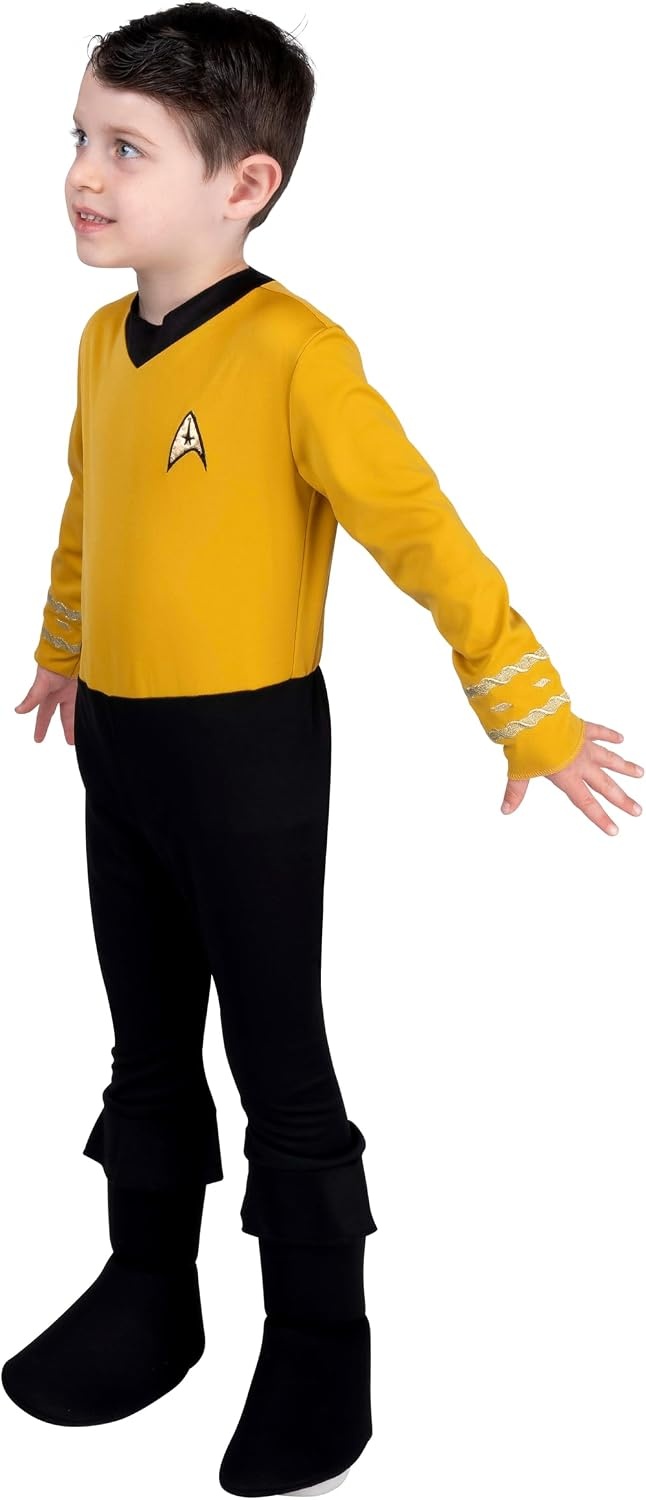 image:imageStar Trek Official Deluxe Toddler Halloween Costume Premium Quality Jumpsuit with Boot Covers plus HeadpieceCaptain Kirk