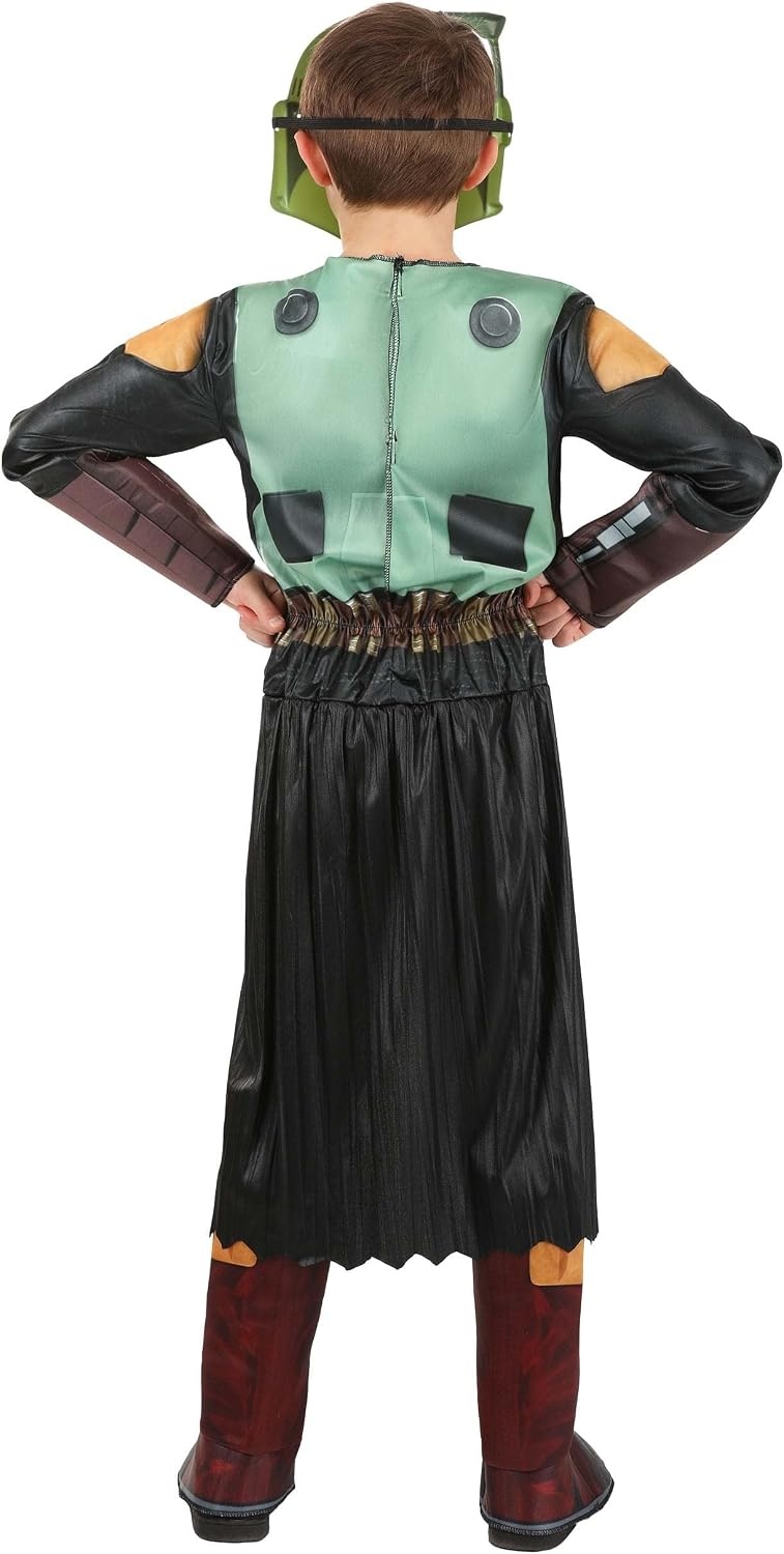 image:imageStar Wars Boba Fett Official Youth Halloween Costume Premium Padded Jumpsuit with Plastic Mask and Detachable CapeXlarge