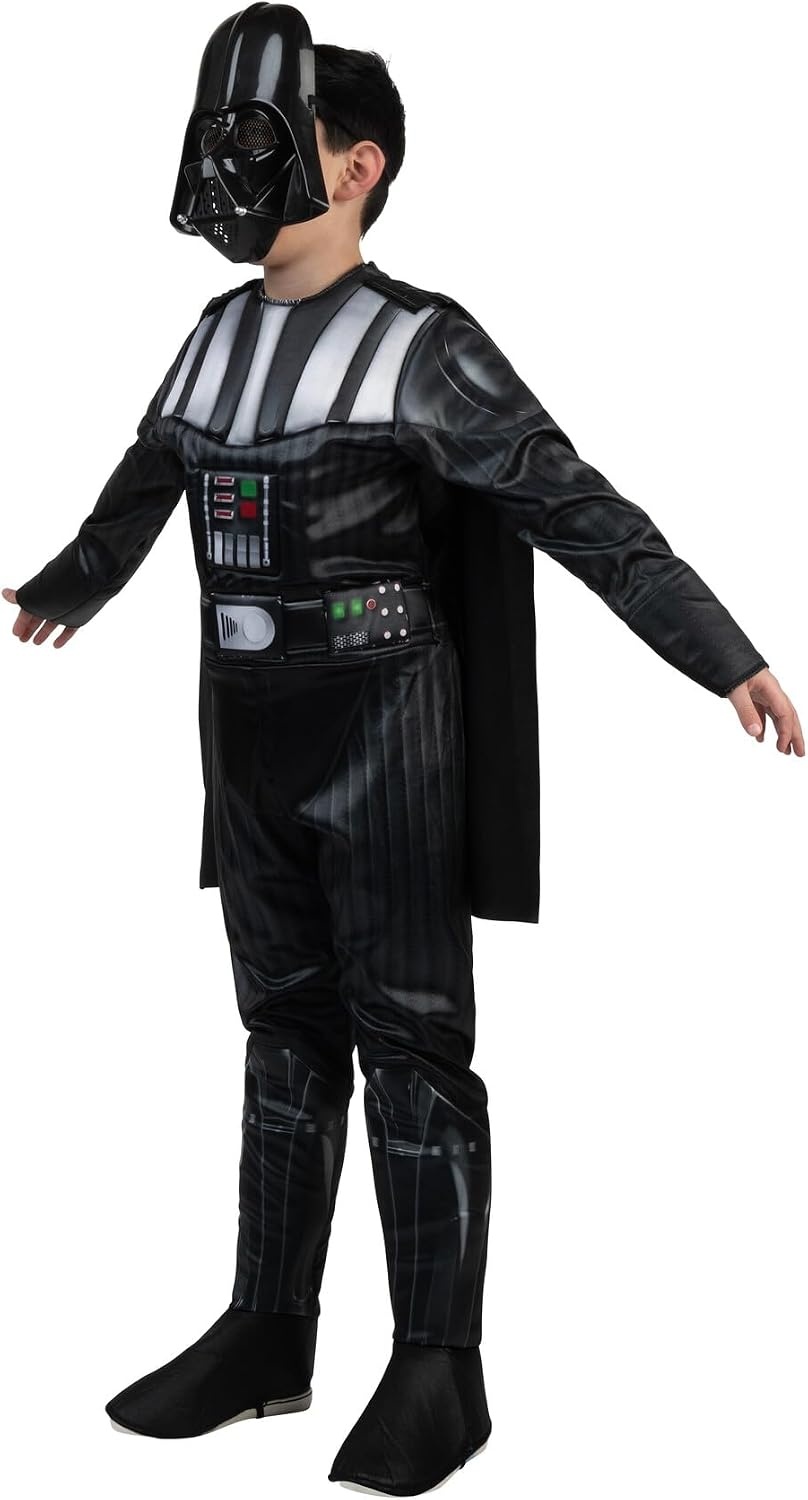 image:imageStar Wars Darth Vader Official Youth Costume Premium Quality Padded Jumpsuit with Plastic Mask and Detachable CapeM 810