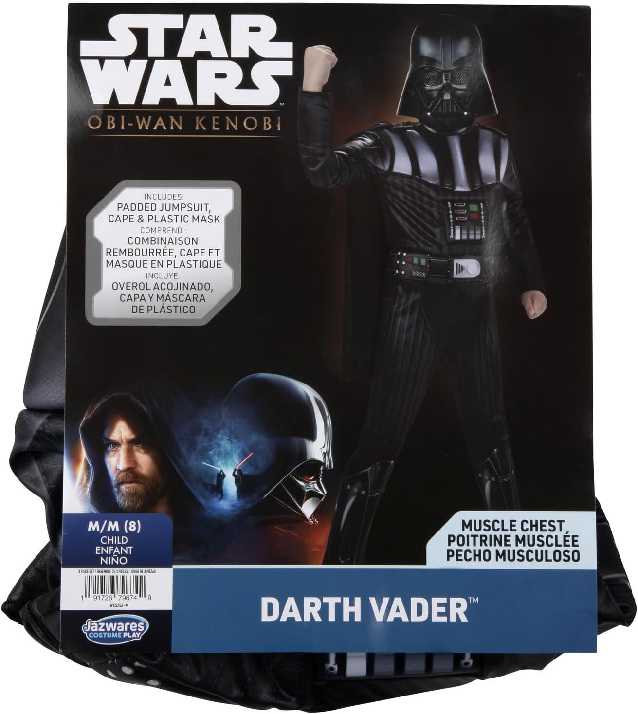 image:imageStar Wars Darth Vader Official Youth Costume Premium Quality Padded Jumpsuit with Plastic Mask and Detachable CapeM 810