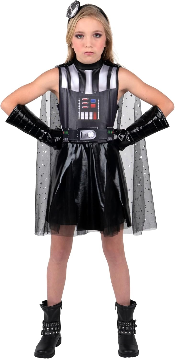 image:imageStar Wars Darth Vader Official Youth Halloween Dress Printed Dress with Detachable Cape Gauntlet Gloves and HeadbandM 810