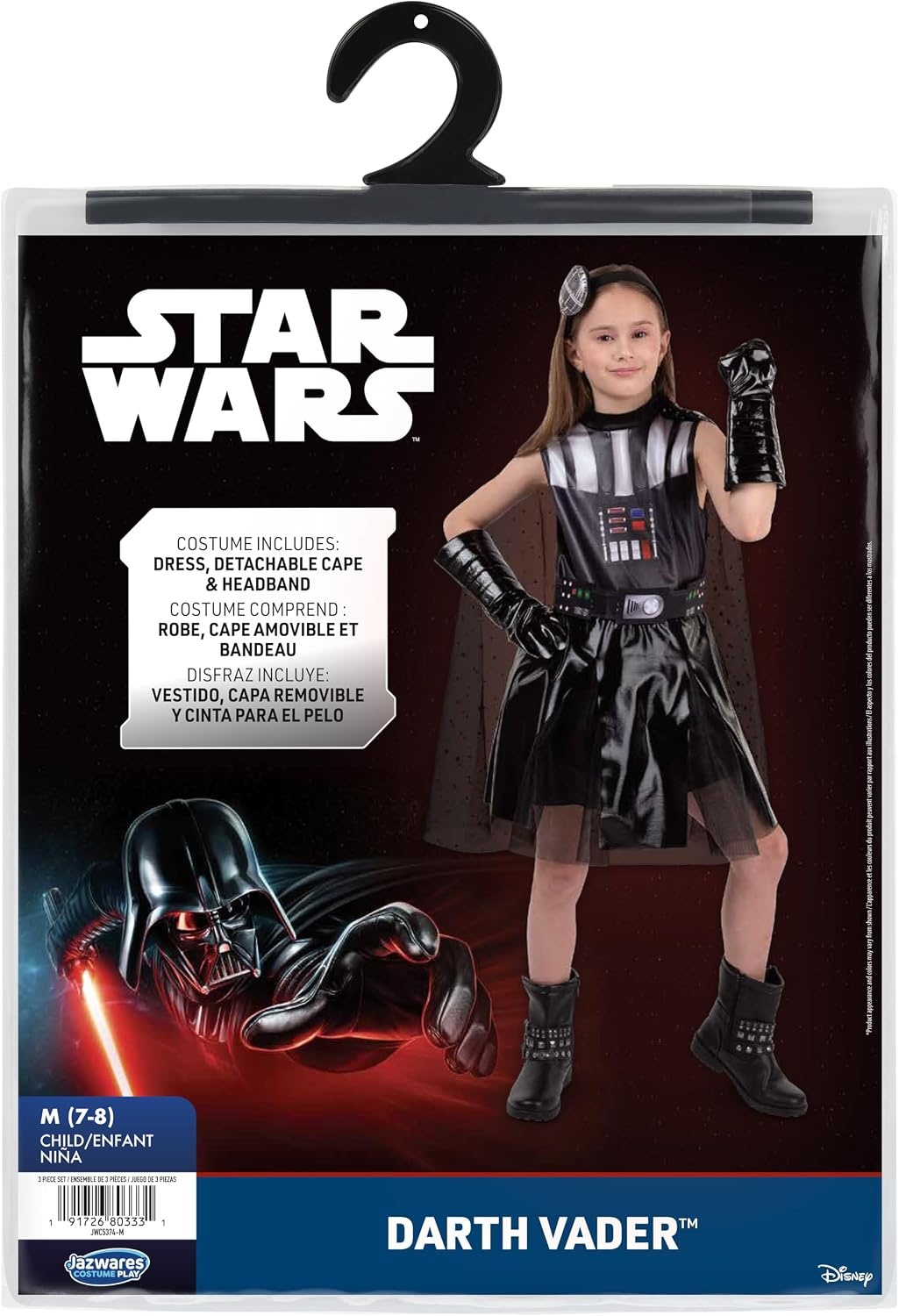 image:imageStar Wars Darth Vader Official Youth Halloween Dress Printed Dress with Detachable Cape Gauntlet Gloves and HeadbandM 810