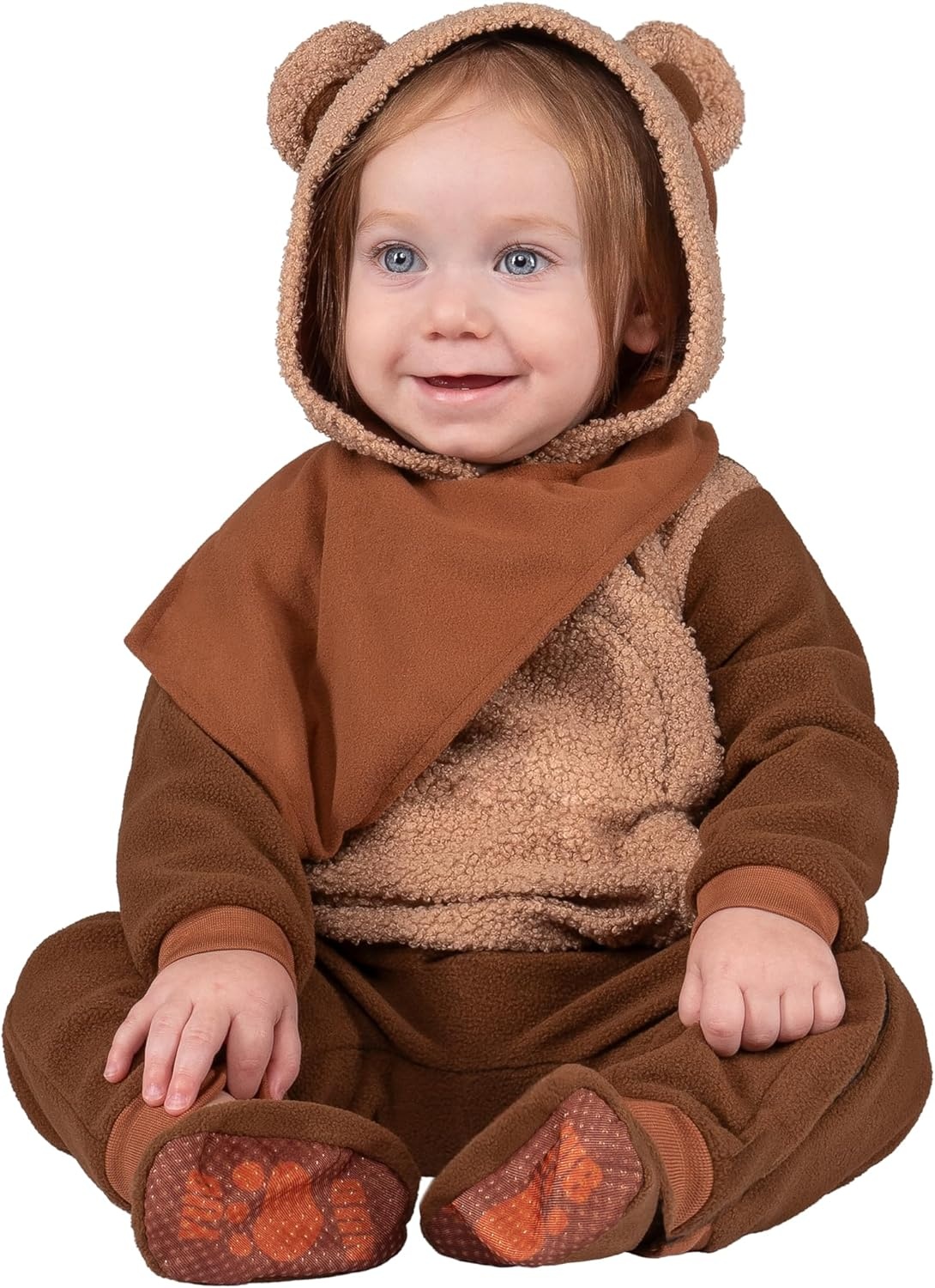 image:imageStar Wars Ewok Official Infant Halloween Costume Premium Quality Minky Jumpsuit with Attached Hood and NonSlip Booties612m