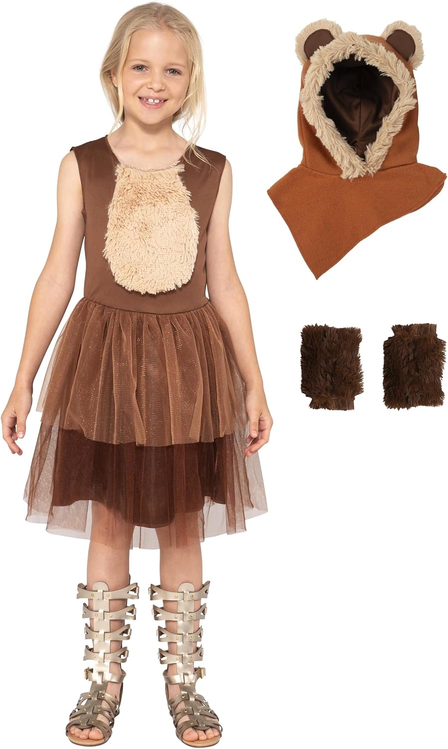 image:imageStar Wars Ewok Official Youth Halloween Dress Premium Quality Printed Dress with Detachable Hood and Sleeve CuffsXs 4