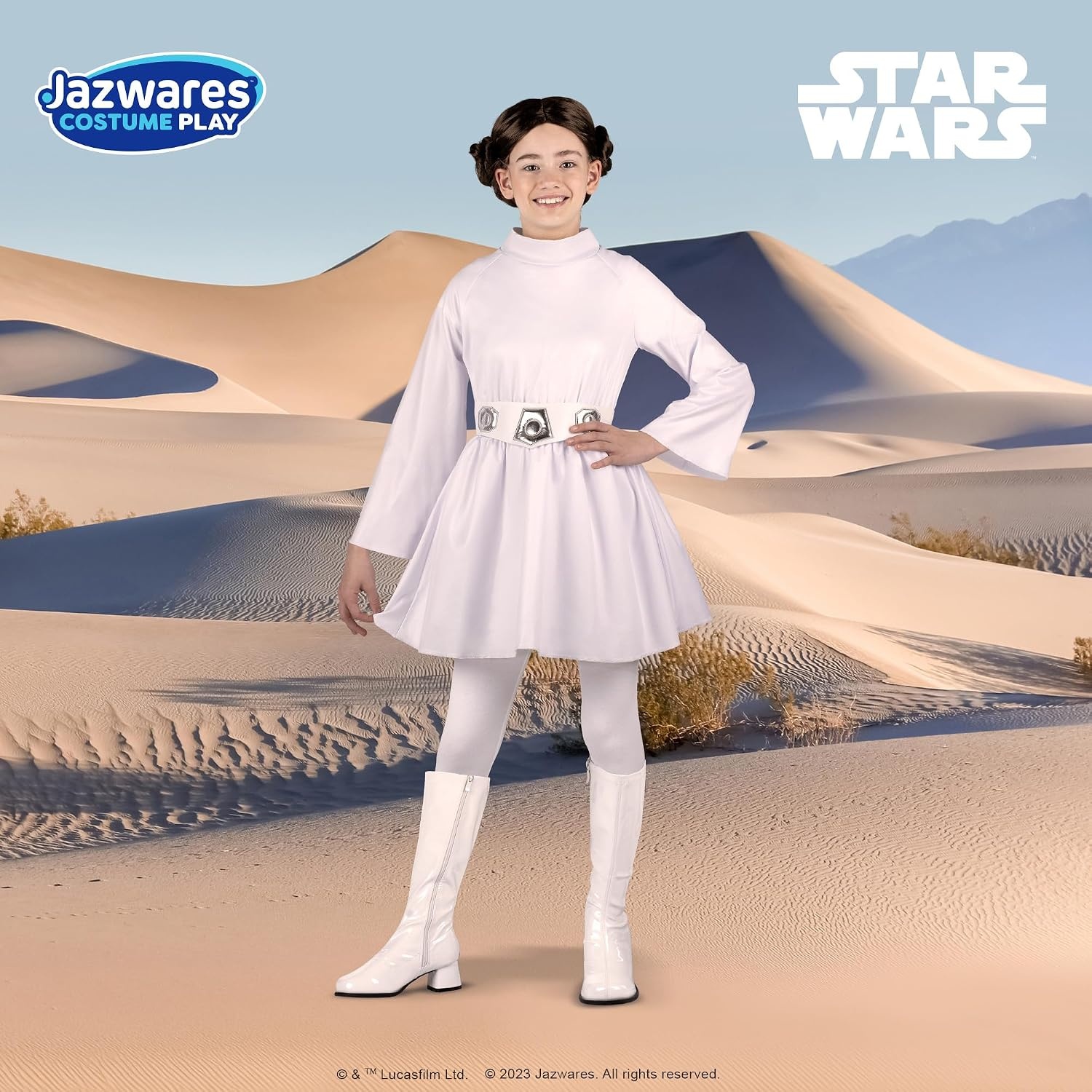 image:imageStar Wars Princess Leia Official Youth Halloween Costume Hooded Dress with Belt and WigL 1214