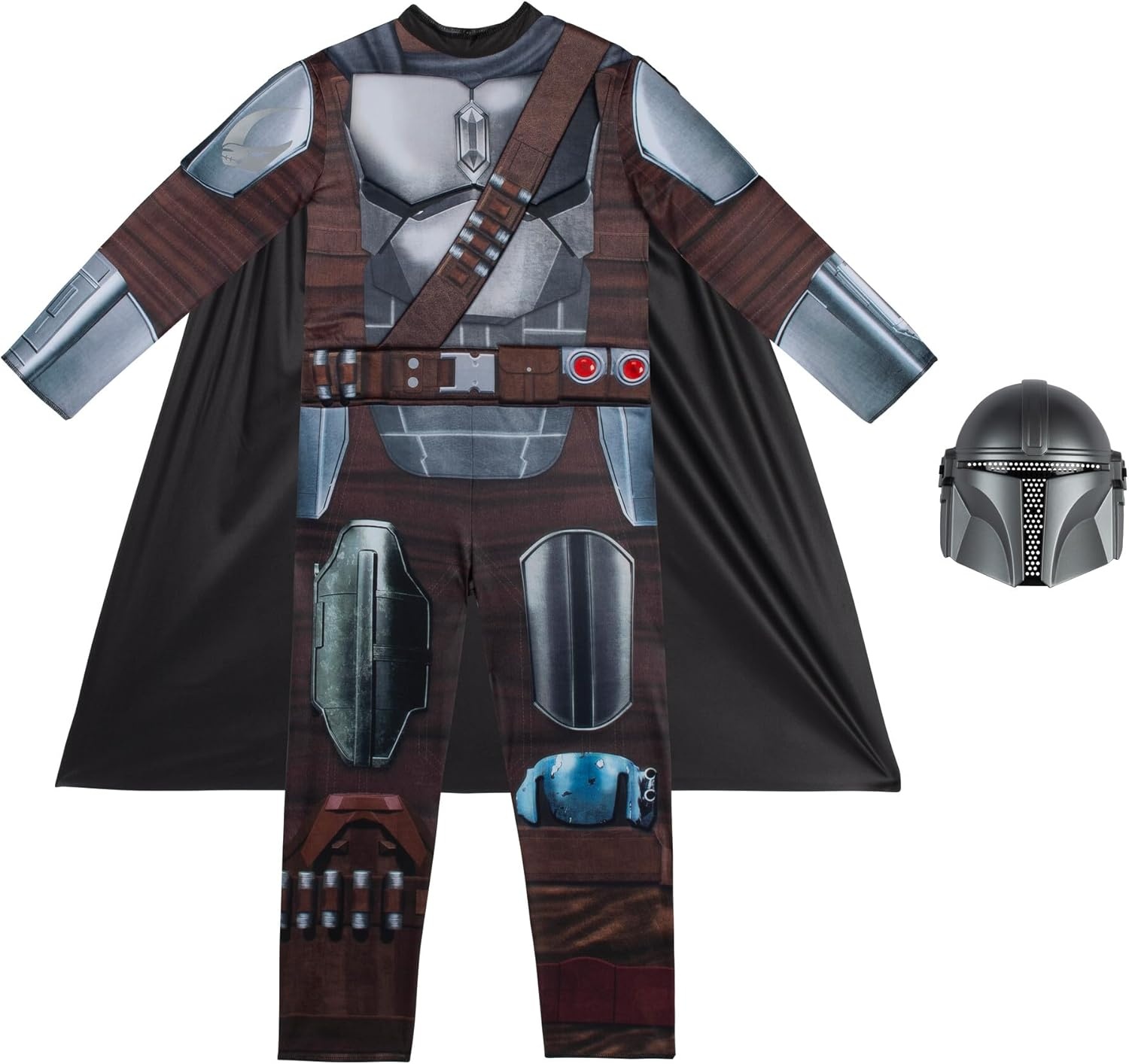 image:imageStar Wars The Mandalorian Official Youth Costume Premium Light Up Padded Jumpsuit with Plastic Mask and Detachable CapeS 57