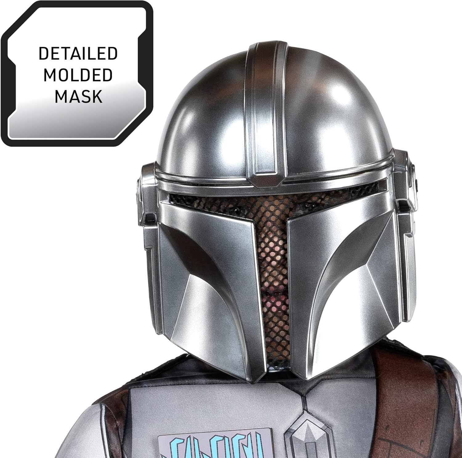 image:imageStar Wars The Mandalorian Official Youth Costume Premium Light Up Padded Jumpsuit with Plastic Mask and Detachable CapeS 57