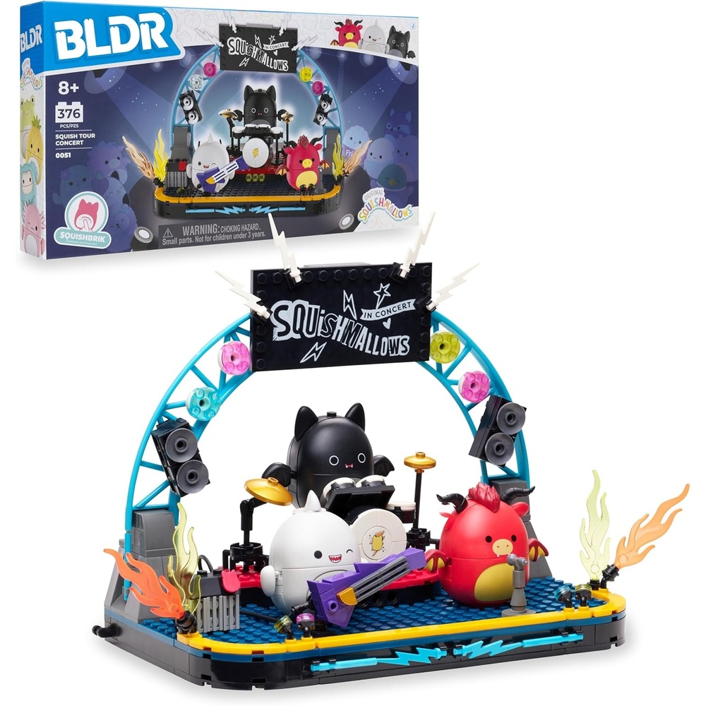 image:imageBLDR Squishmallows 375piece Squish Tour Concert Building Set 0051 Includes Squishmallows Buildable Figures Emily Gordon and Jarik