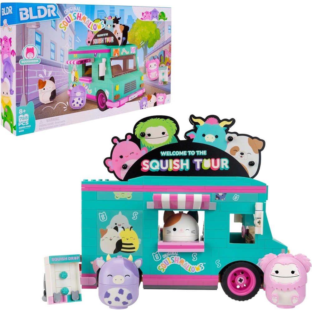 image:imageBLDR Squishmallows Squish Tour Van Building Set Cam The Cat Bubba The Cow amp Brina The Bigfoot Buildable Figures Squishmallows Fans 8 0098