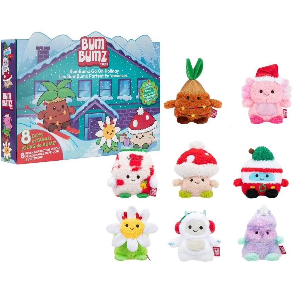 image:imageBumBumz 45inch Holiday 8 Pack Santas Milk Maxine Festive Tree Tatiana Daisy Flower Danielle Van Vance Yeti Yano Palm Tree Pedro Axolotl Aimee and Mushroom Stan
