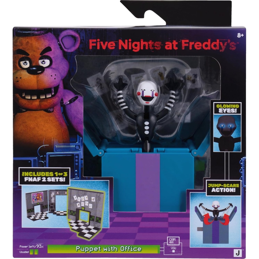 image:imageJazwares Five Nights at Freddys Puppet Office Set 5Inch Articulated Figure with Jumpscare Feature GlowinTheDark Eyes and Optical DioramaAction FiguresCollectiblesBoys Toys