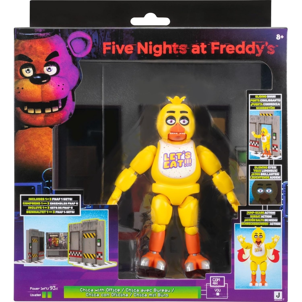 image:imageJazwares Five Nights at Freddys Puppet Office Set 5Inch Articulated Figure with Jumpscare Feature GlowinTheDark Eyes and Optical DioramaClassic Chica