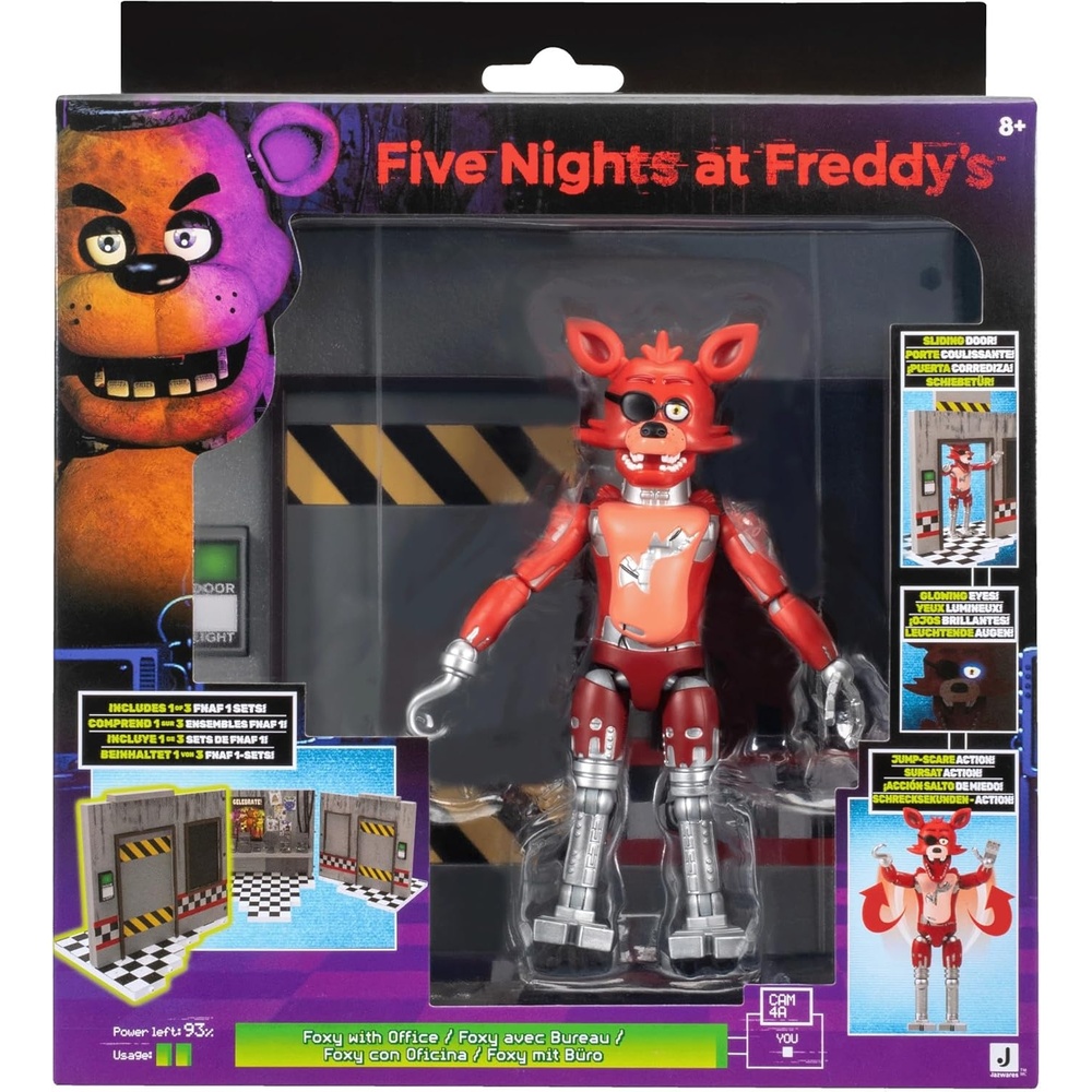 image:imageJazwares Five Nights at Freddys Puppet Office Set 5Inch Articulated Figure with Jumpscare Feature GlowinTheDark Eyes and Optical DioramaClassic Foxy