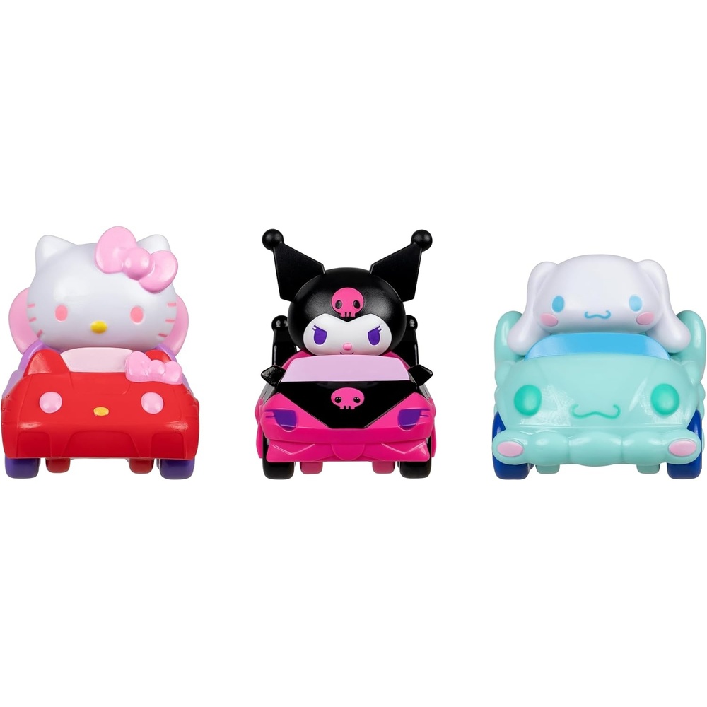 image:imageJazwares Hello Kitty and Friends 2inch Vehicle 3Pack Features Hello Kitty Kuromi and Cinnamoroll Toys for Kids and Collectors Ages 6 and Up