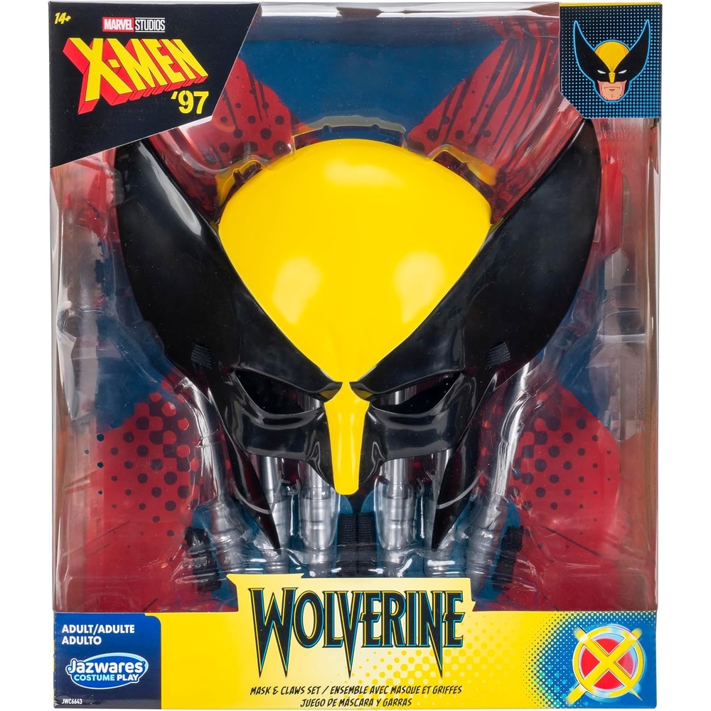image:imageMARVEL Wolverine Official Adult Halloween Accessory Kit Plastic Mask with Elastic Strap plus Two Claw Accessories