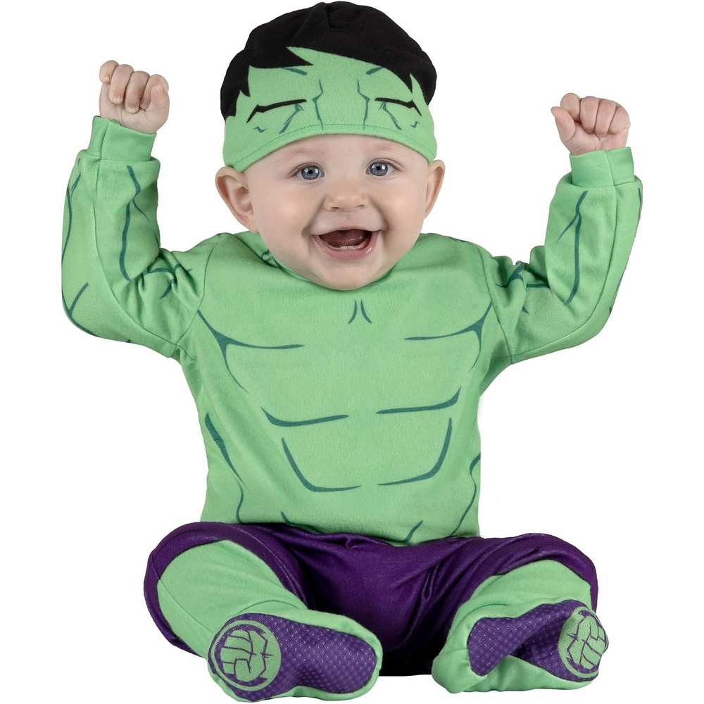 image:imageMarvel Hulk Official Infant Halloween Costume Premium Quality Minky Fabric Jumpsuit and NonSlip Booties06m