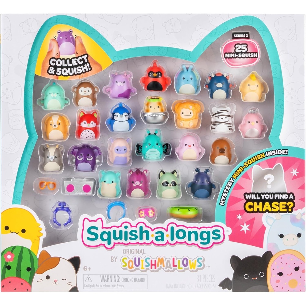 image:imageSquishalongs 25 Pack Series 2 25 1 MiniSquish 5 Accessories 1 Ring amp 1 Collectors Guide 2 Chase Figures Collect Trade amp Play