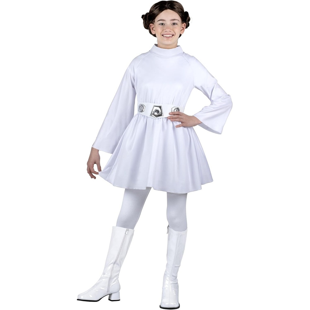 image:imageStar Wars Princess Leia Official Youth Halloween Costume Hooded Dress with Belt and WigL 1214