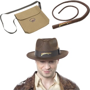 image:imageINDIANA JONES Official Adult Halloween Costume Accessory Set  Three Piece Set with Fedora 50Inch Costume Whip and Satchel