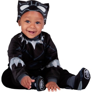 image:imageMARVEL Black Panther Official Infant Deluxe Costume  Printed Jumpsuit with Booties and Mask Cap1218m