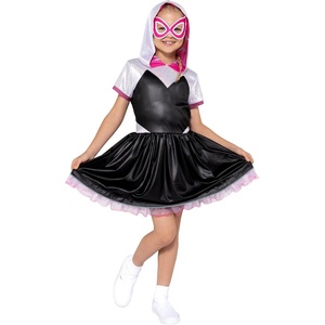 image:imageMARVEL Ghost Spider Official Youth Halloween Dress  Premium Quality Printed Dress with Fabric Half MaskM 810