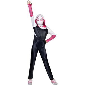 image:imageMARVEL SpiderGwen Official Youth Halloween Costume  Premium Quality Hooded Jumpsuit with Pull On Fabric MaskL 1214