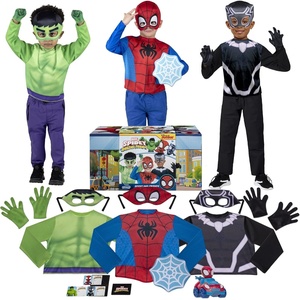 image:imageMARVEL Spidey Friends Child Halloween Costume DressUp Box  Tops Gloves and Plastic Masks of Spidey Hulk and Black Panther 3T4T