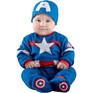 image:imageMarvel Captain America Official Infant Halloween Costume  Premium Minky Fabric Jumpsuit and NonSlip Booties1218m