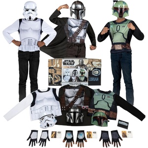image:imageStar Wars The Mandalorian Child Halloween Costume DressUp Box  Tops Gloves Masks and ID Cards of The Mandalorian Boba Fett and Stormtrooper  Size M 810 Multi