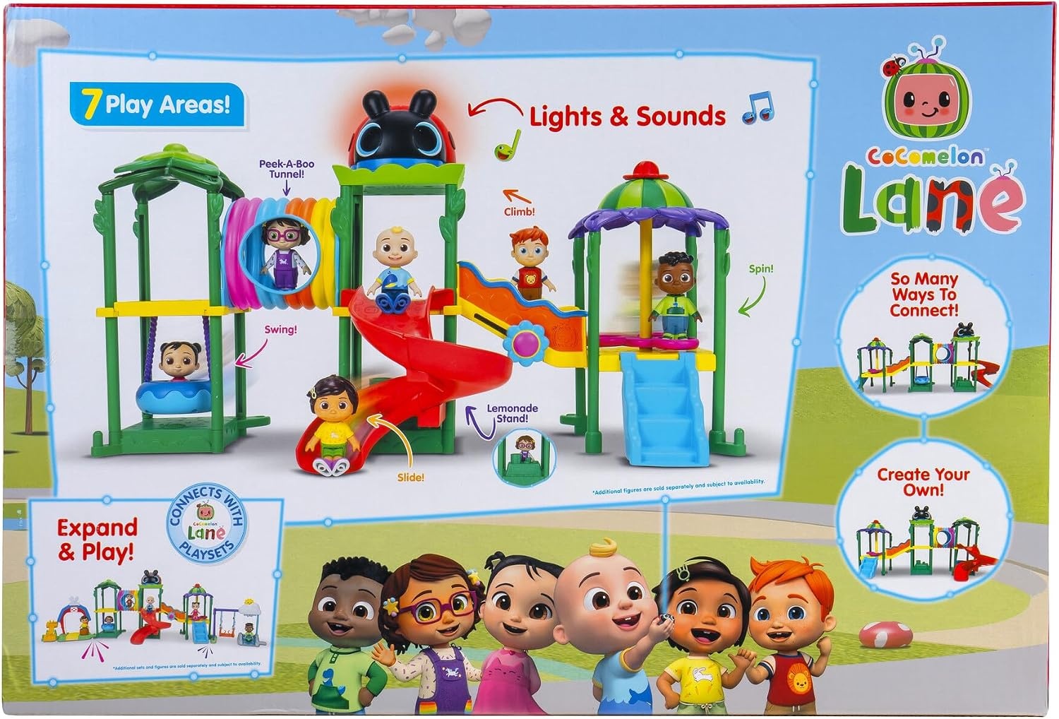 image:imageCoComelon Lane Climb amp Rhyme Playground Playset Lights Sounds and Song Clips 3inch JJ Cece Bella and Nico Articulated Figures 15inch Modular Playground Toys for Kids and Preschoolers