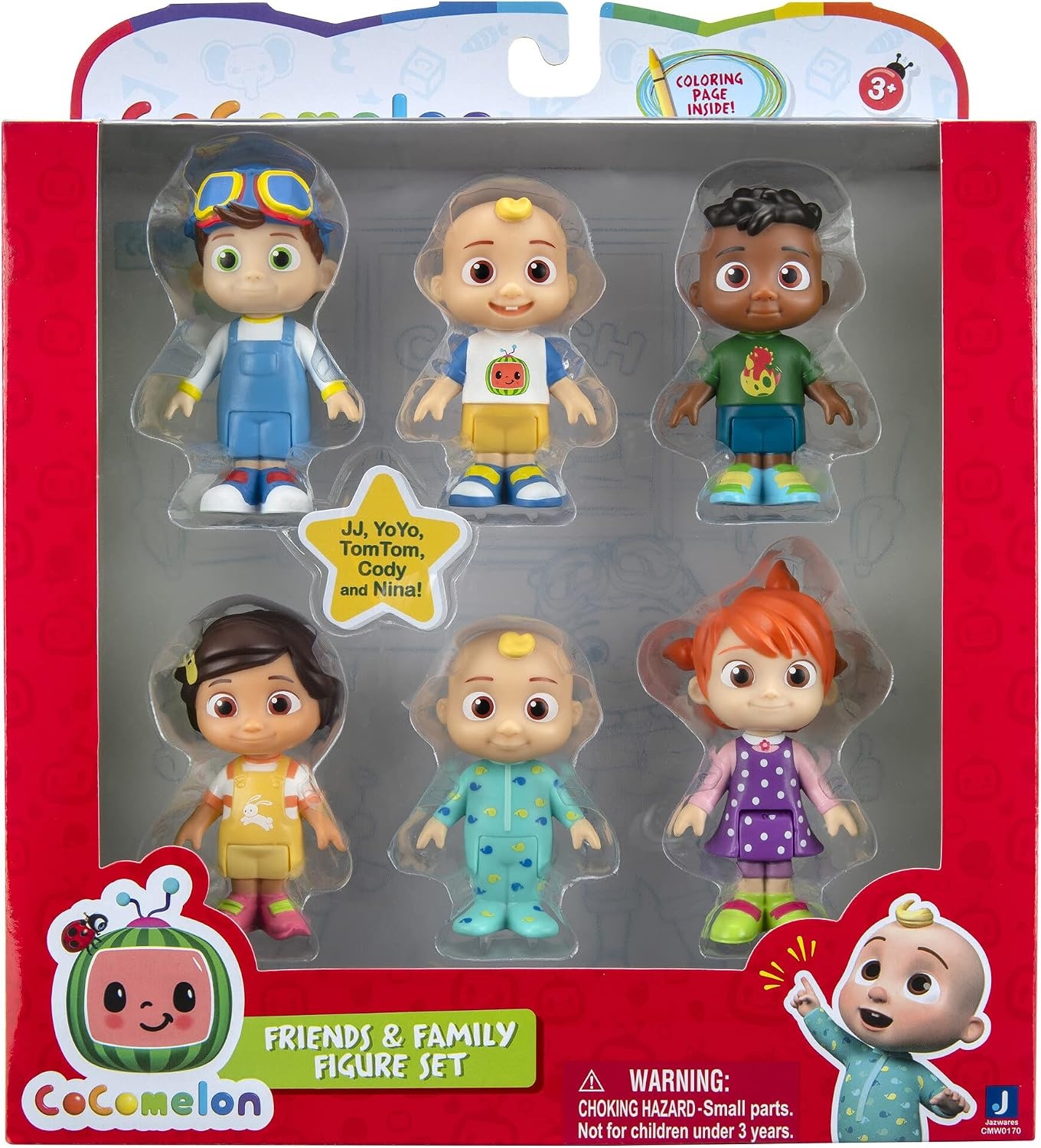 image:imageCoComelon Official Friends amp Family 6 Figure Pack 3 Inch Character Toys Features Two Baby JJ Figures Tee and Onesie Tomtom YoYo Cody and Nina Toys for Babies and Toddlers