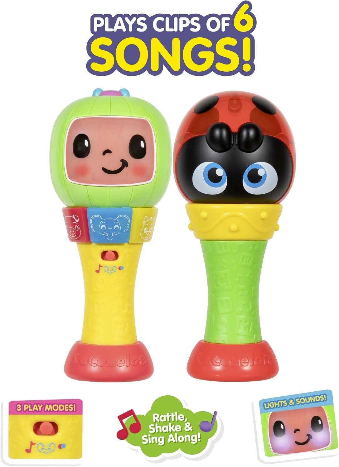 image:imageCoComelon Sing n Play Maracas 3 Play Modes Plays 6 Fan Favorite Song Clips Learn Animal Sounds and Colors Lights Up Two Maracas Musical Instruments for Kids Toddlers and Preschoolers