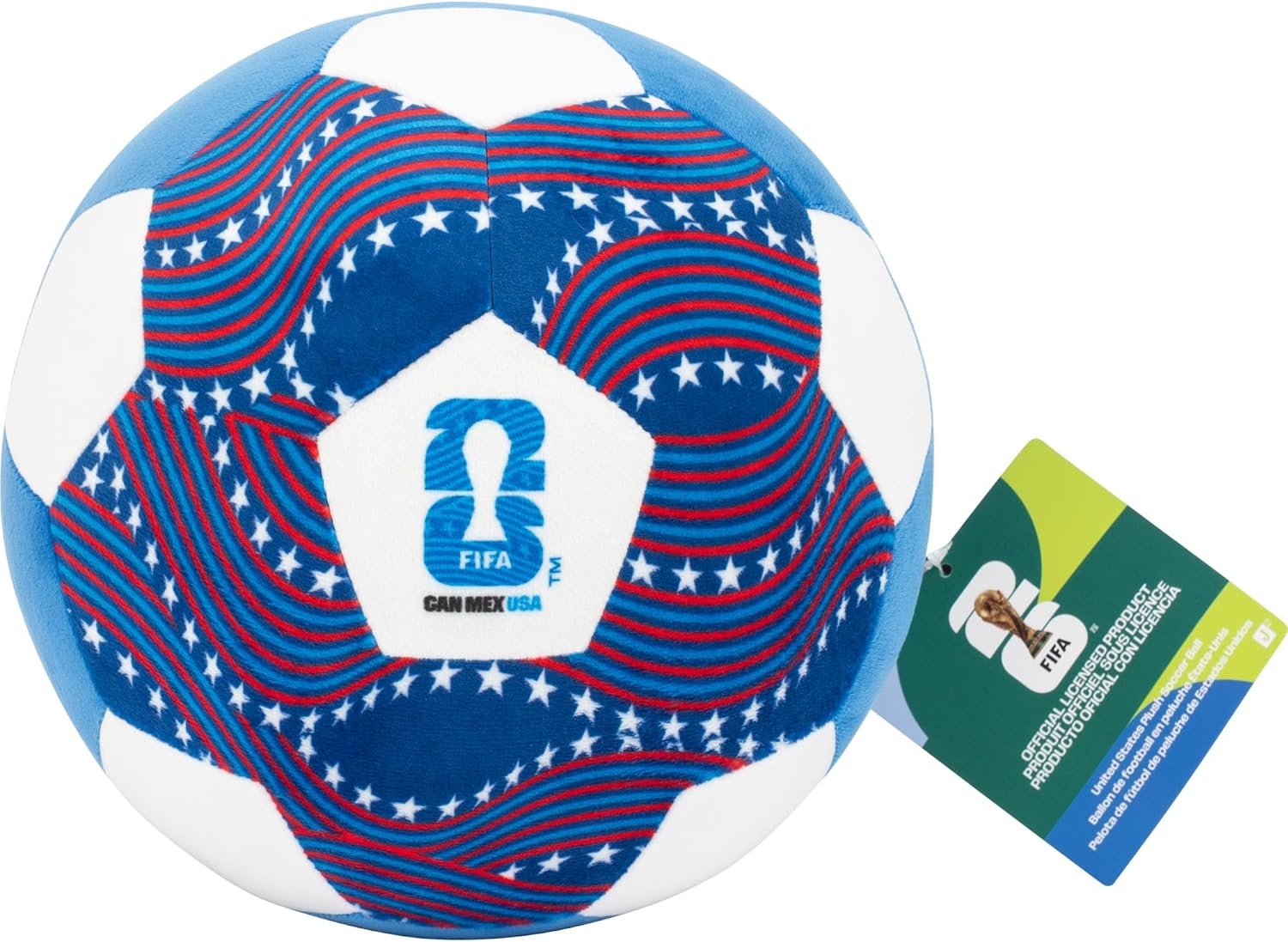 image:imageJazwares FIFA World Cup 2026 USA 9Inch Plush Soccer Ball Soft Collectible World Cup Plush Toy National Team Stars and Stripes Design Ages 3