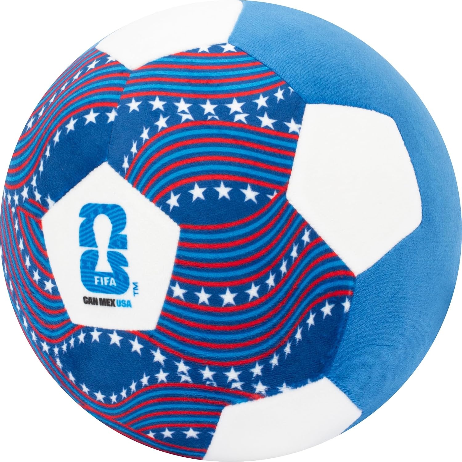 image:imageJazwares FIFA World Cup 2026 USA 9Inch Plush Soccer Ball Soft Collectible World Cup Plush Toy National Team Stars and Stripes Design Ages 3