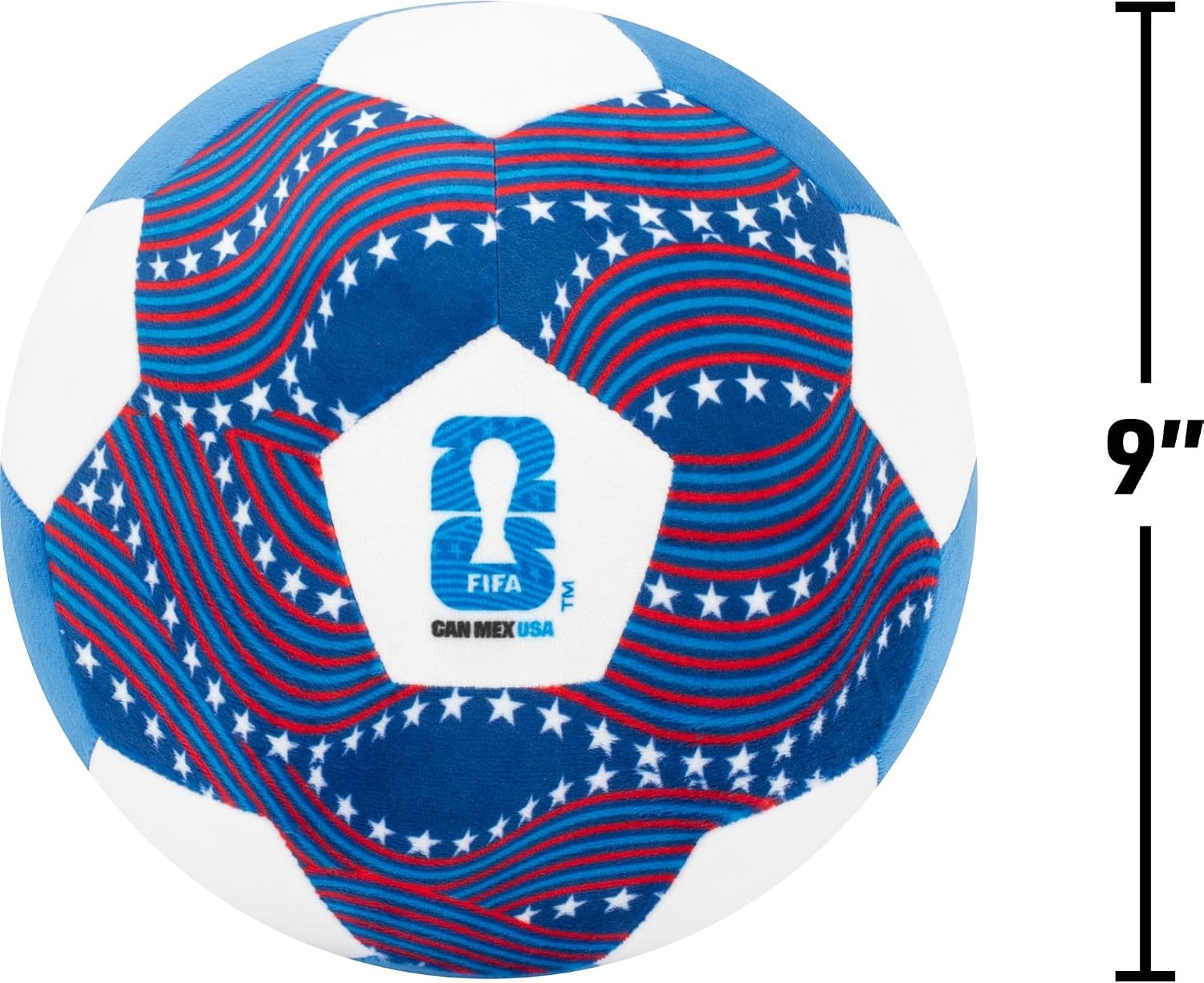 image:imageJazwares FIFA World Cup 2026 USA 9Inch Plush Soccer Ball Soft Collectible World Cup Plush Toy National Team Stars and Stripes Design Ages 3