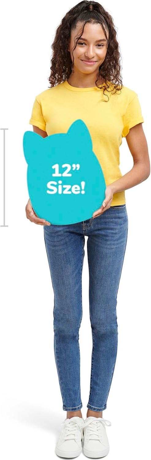 image:imageSquishmallows Original 12Inch Sharon The Teal Shark with Party Hat Confetti Belly Official Jazwares Happy Birthday Plush MediumSizedCow Holding happy Birthday Sign