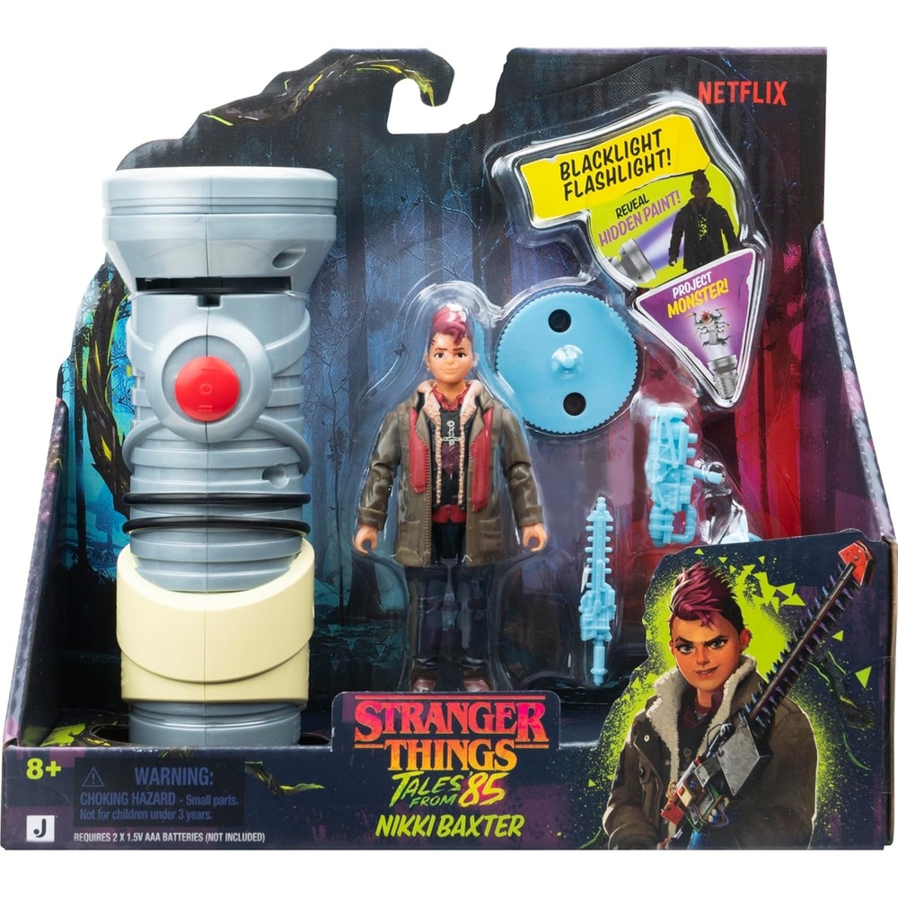 image:imageJazwares Stranger Things Tales from 85 HIC Flashlight Working Flashlight with Film Disc and 4Inch Nikki Baxter Figure with Hidden UV Deco Plus Accessories
