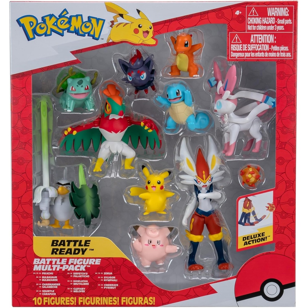 image:imagePokemon Battle Figure 10 Pack One 45Inch Cinderace Figure Plus Three 3Inch and Six 2Inch Battle Figures Including Pikachu Amazon Exclusive