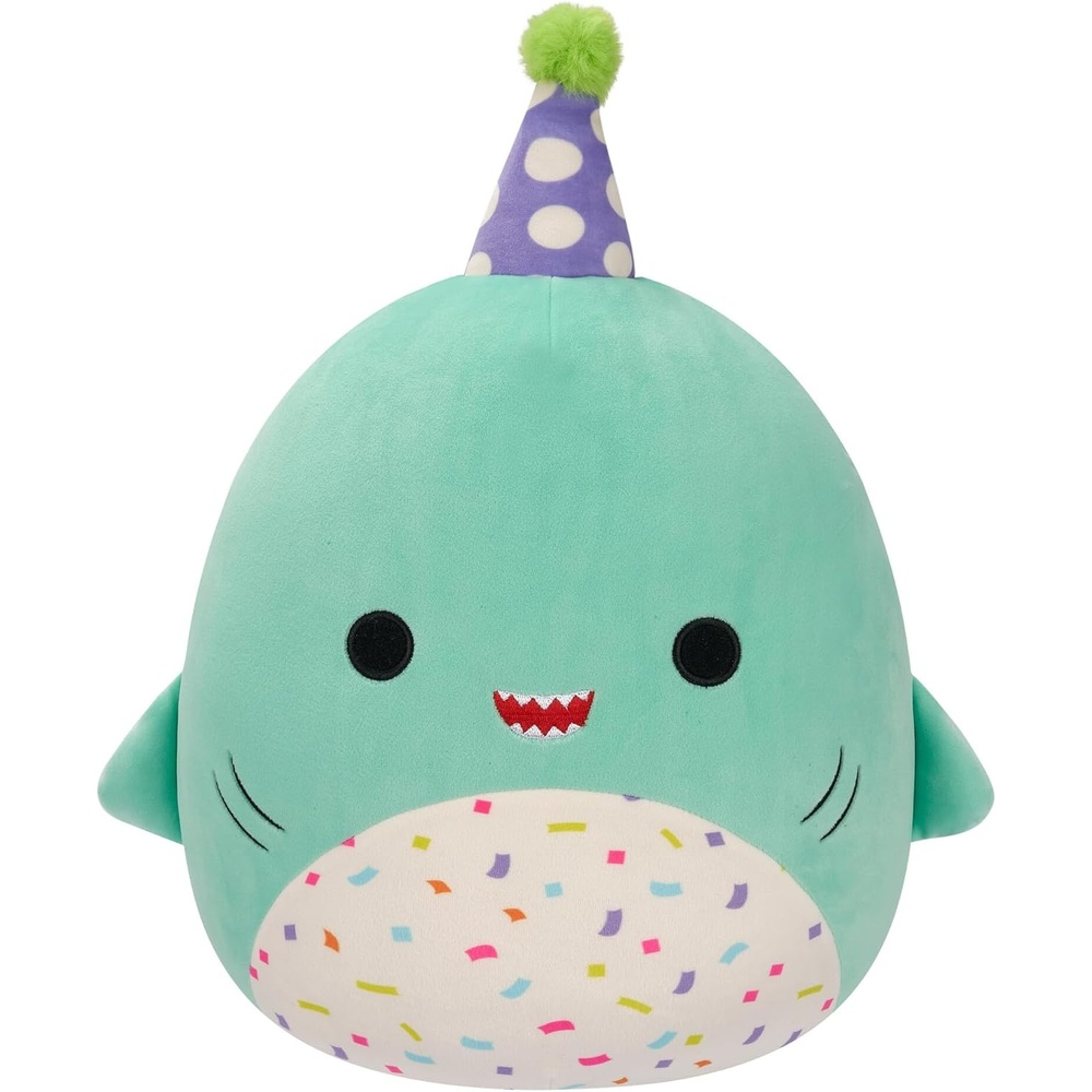 image:imageSquishmallows Original 12Inch Sharon The Teal Shark with Party Hat Confetti Belly Official Jazwares Happy Birthday Plush MediumSizedTeal Shark