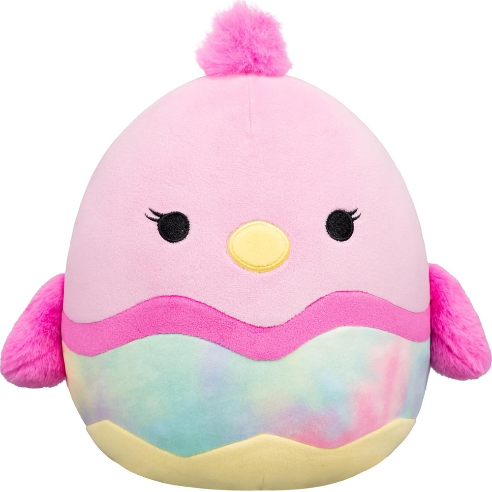 image:imageSquishmallows Original 8Inch Connor Cow with Blue Flower Embroidery Official Jazwares PlushPink Chick in Tiedye Egg