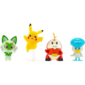 image:imagePokmon Paldea Battle Figure 4 Pack  Features 2Inch Pikachu Fuecoco Sprigatito and Quaxly Battle Figures