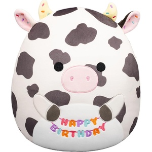 image:imageSquishmallows Original 12Inch Sharon The Teal Shark with Party Hat  Confetti Belly  Official Jazwares Happy Birthday Plush MediumSizedCow Holding happy Birthday Sign