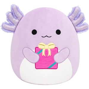 image:imageSquishmallows Original 12Inch Sharon The Teal Shark with Party Hat  Confetti Belly  Official Jazwares Happy Birthday Plush MediumSizedPurple Axolotl Holding Gift